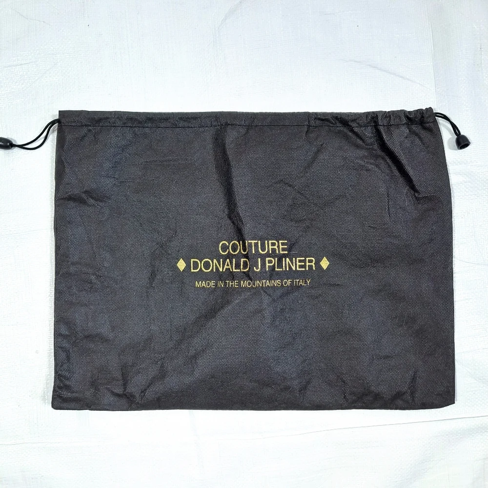 Donald J Pliner Brown Gold Logo Dust Cover Drawstring Pouch Bag